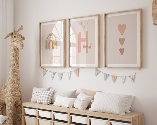 Regenbogen | Name | Herzen | 3er