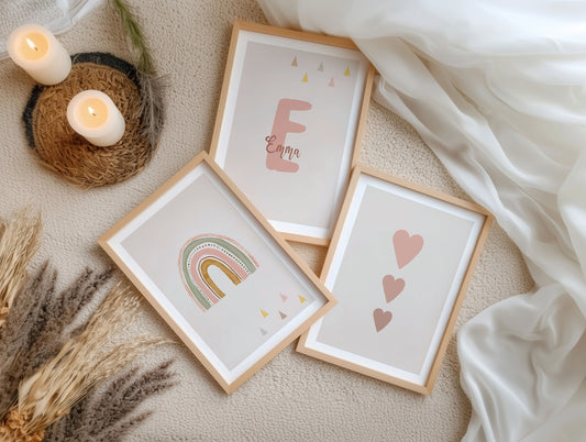 Regenbogen | Name | Herzen | 3er