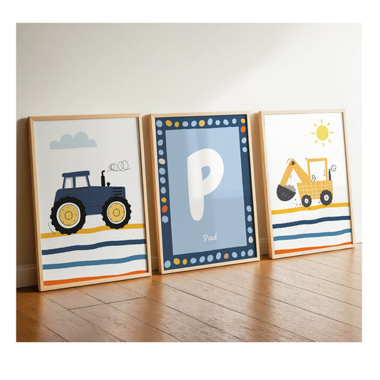 Traktor | Name | Bagger | 3er Blau