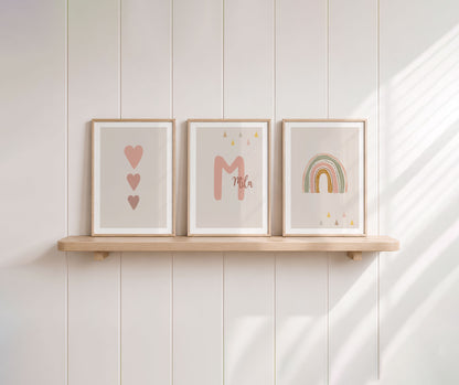 Regenbogen | Name | Herzen | 3er