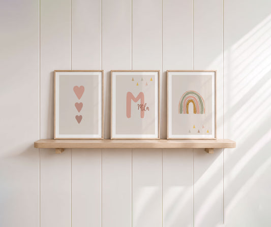 Regenbogen | Name | Herzen | 3er