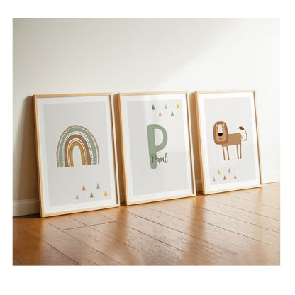 Regenbogen | Name | Löwe | 3er Set Boho