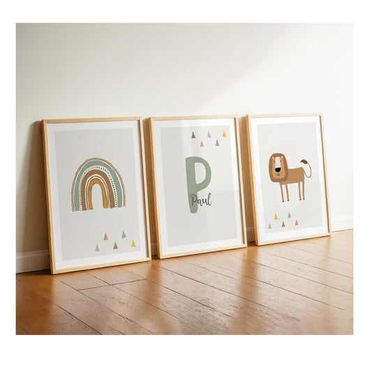 Regenbogen | Name | Löwe | 3er Set Boho