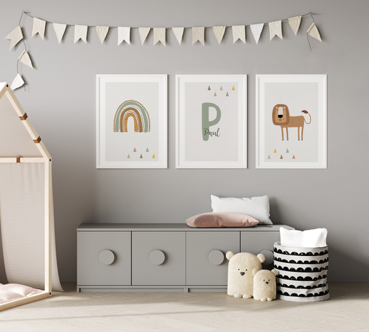Regenbogen | Name | Löwe | 3er Set Boho