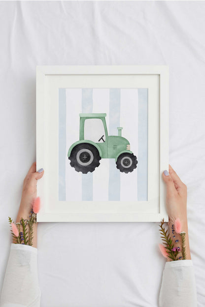 Aquarell Traktor | Feuerwehr | Bagger | 3er