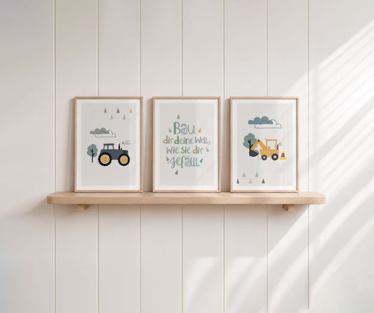 Kinderspruch | Traktor | Bagger | 3er