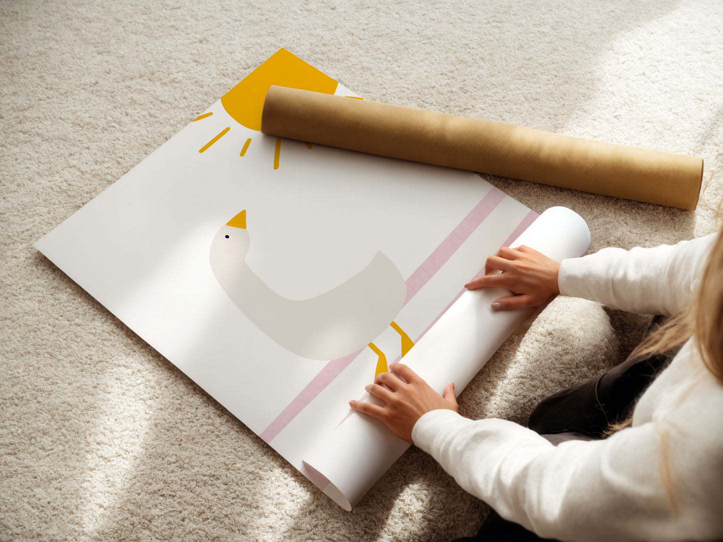 Gans | Gänseblumen | rosa Schmetterling | 3er