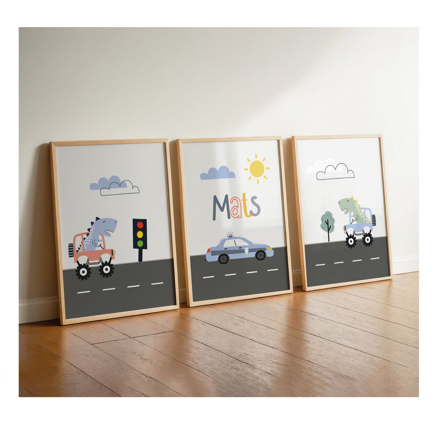 Dinos | Polizeiauto | Name | 3er Set