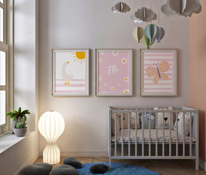 Gans | Gänseblumen | rosa Schmetterling | 3er