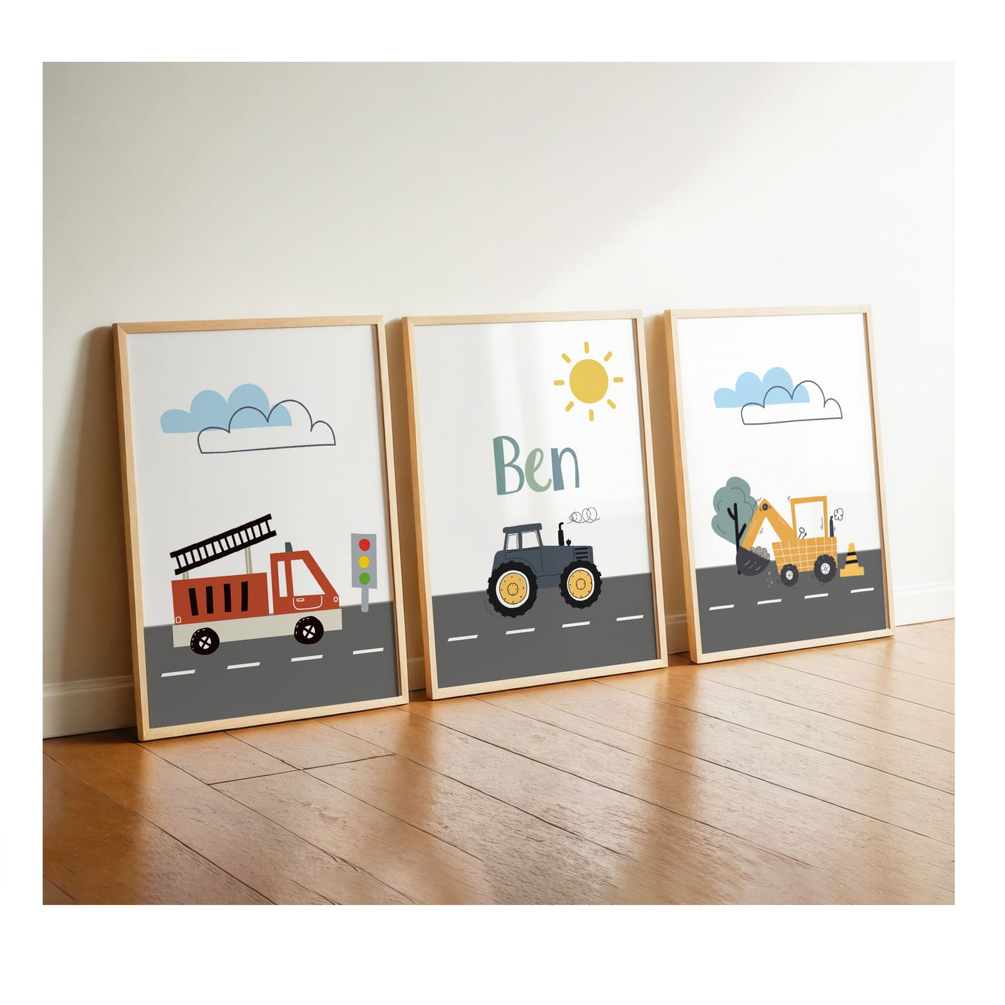 Feuerwehrauto | Traktor Name | Bagger | 3er